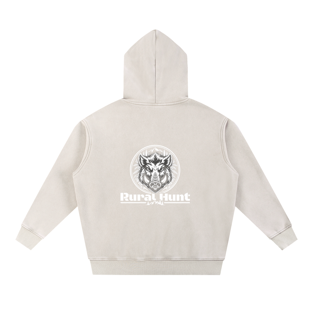 Unisex Rural Hunt Snow Wash Fleece Oversize Hoodie