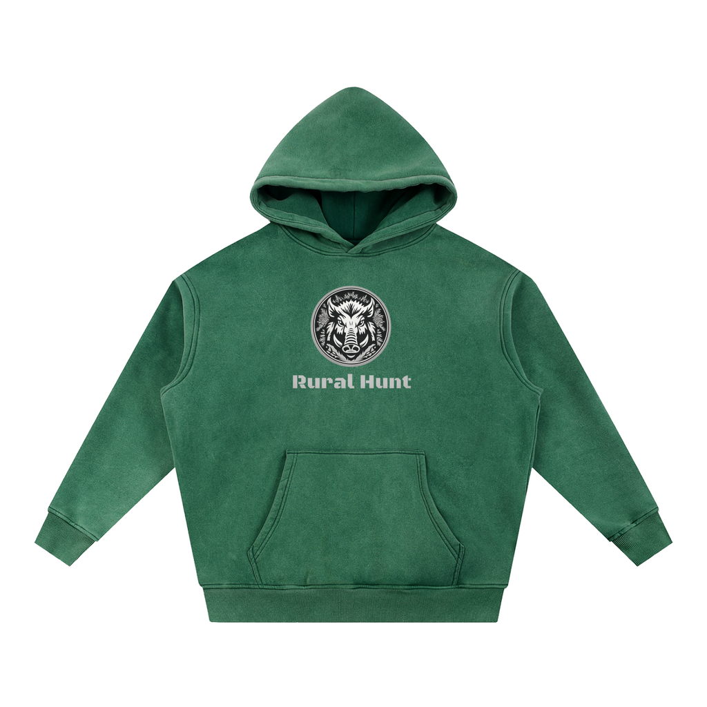 Unisex Rural Hunt Snow Wash Fleece Oversize Hoodie