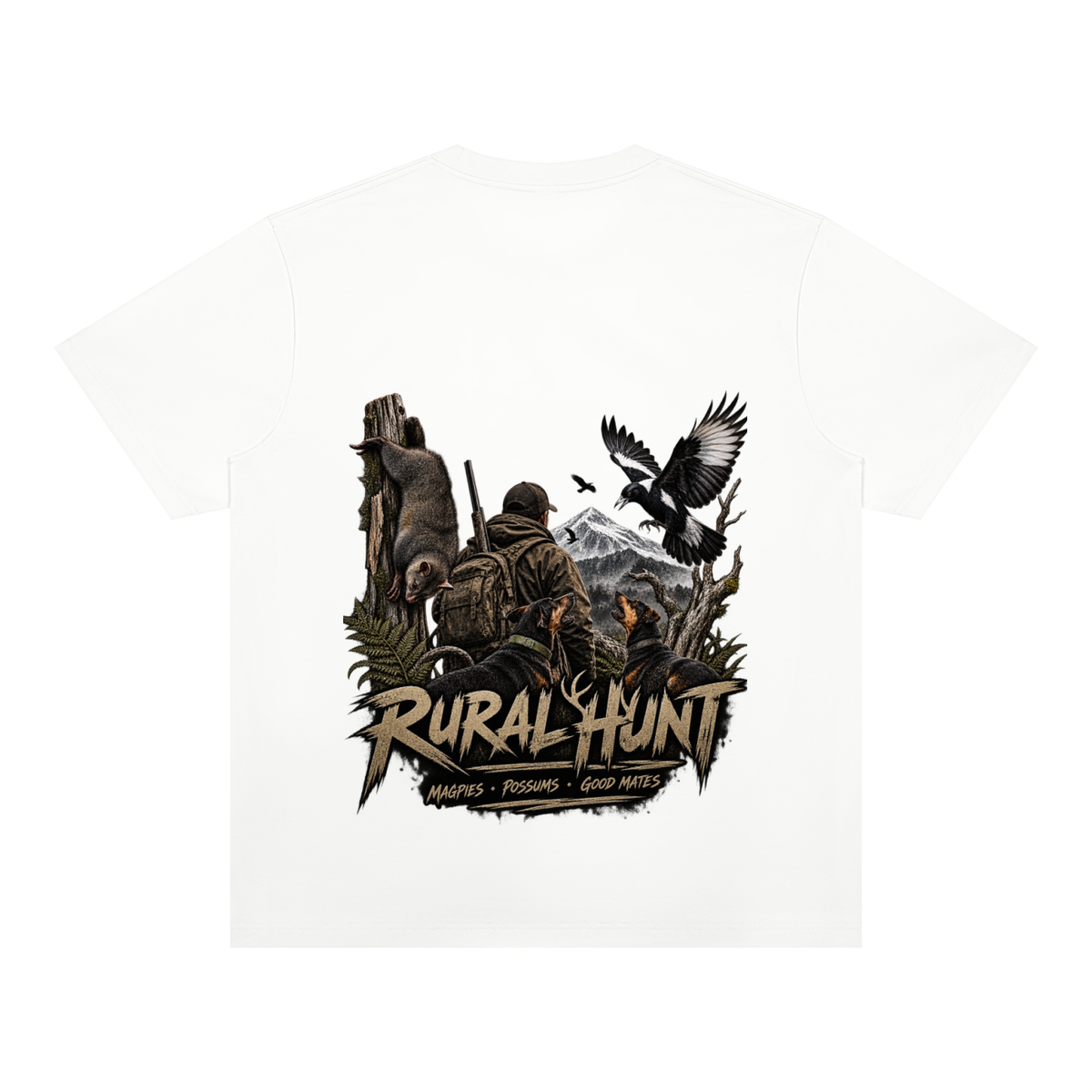 Rural Hunt – Magpies &amp; Possums Heavyweight Sorona T-Shirt