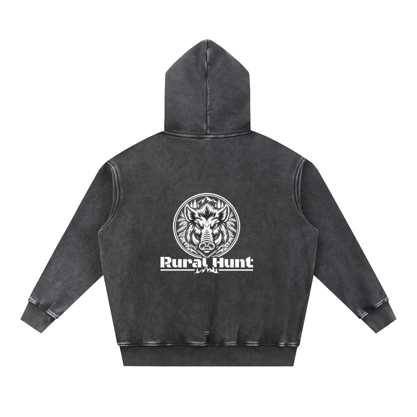 Unisex Rural Hunt Snow Wash Fleece Oversize Hoodie