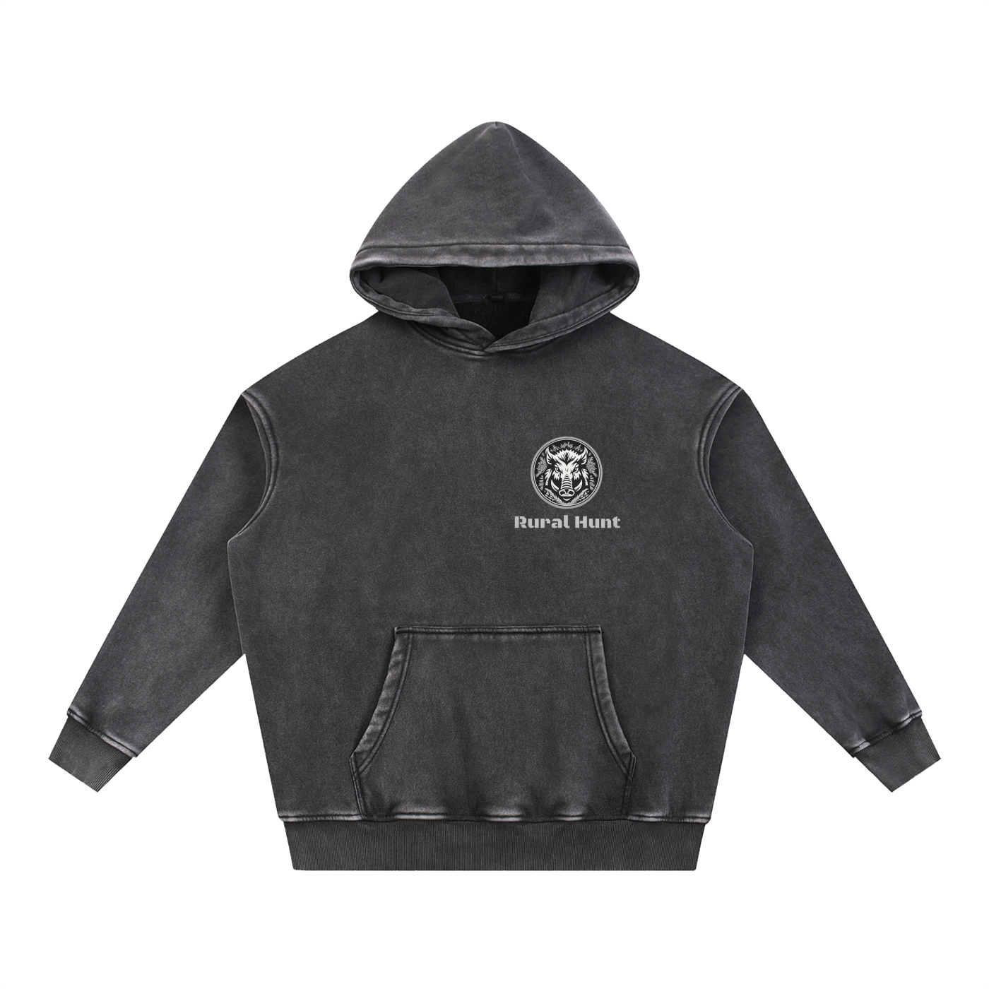 Rural Hunt – Men’s Snow Wash Oversized Fleece Hoodie