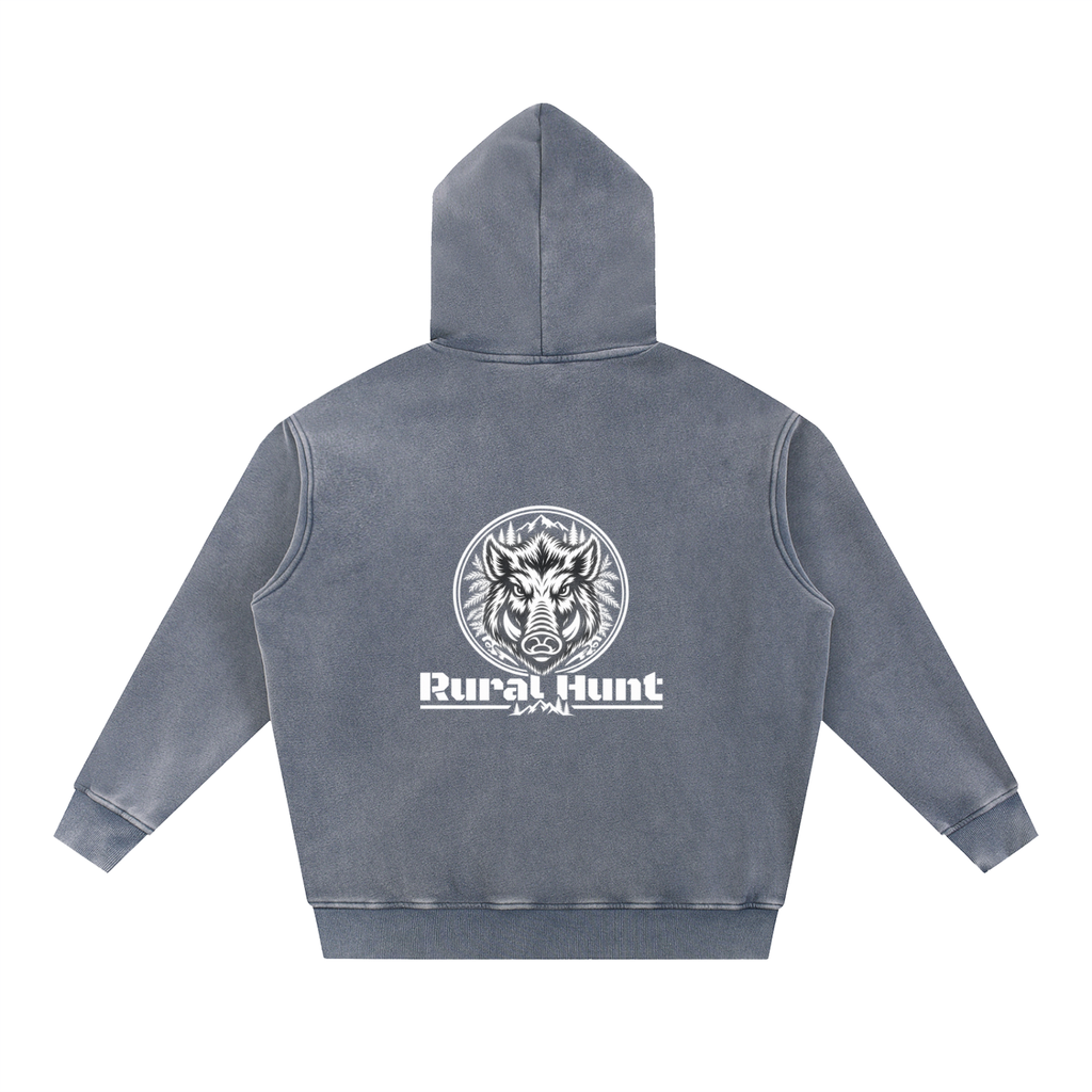 Unisex Rural Hunt Snow Wash Fleece Oversize Hoodie