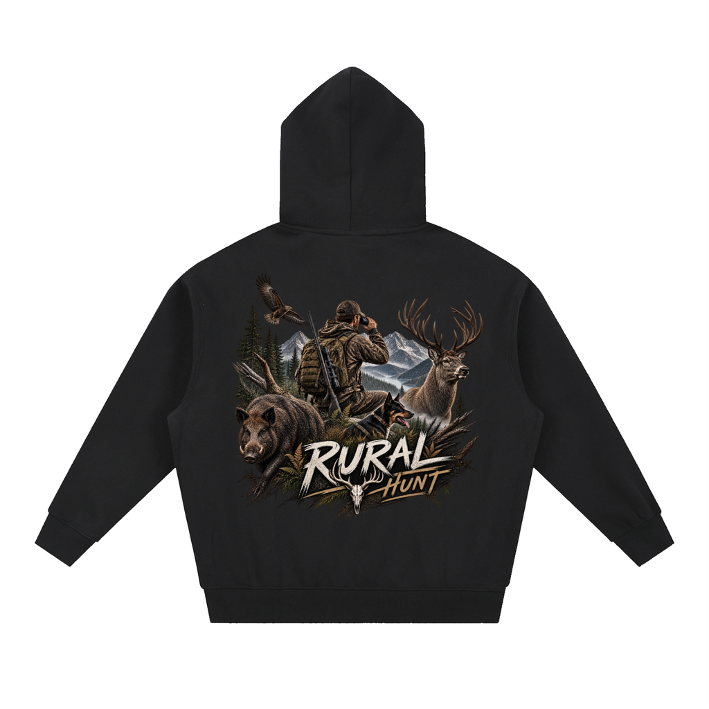 Rural Hunt Essential – Men’s Oversized Boxy Fit Fleece Hoodie