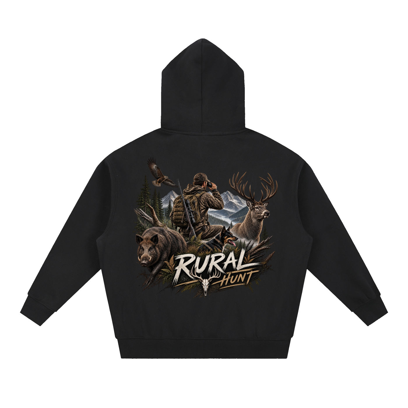 Rural Hunt Essential – Men’s Oversized Boxy Fit Fleece Hoodie