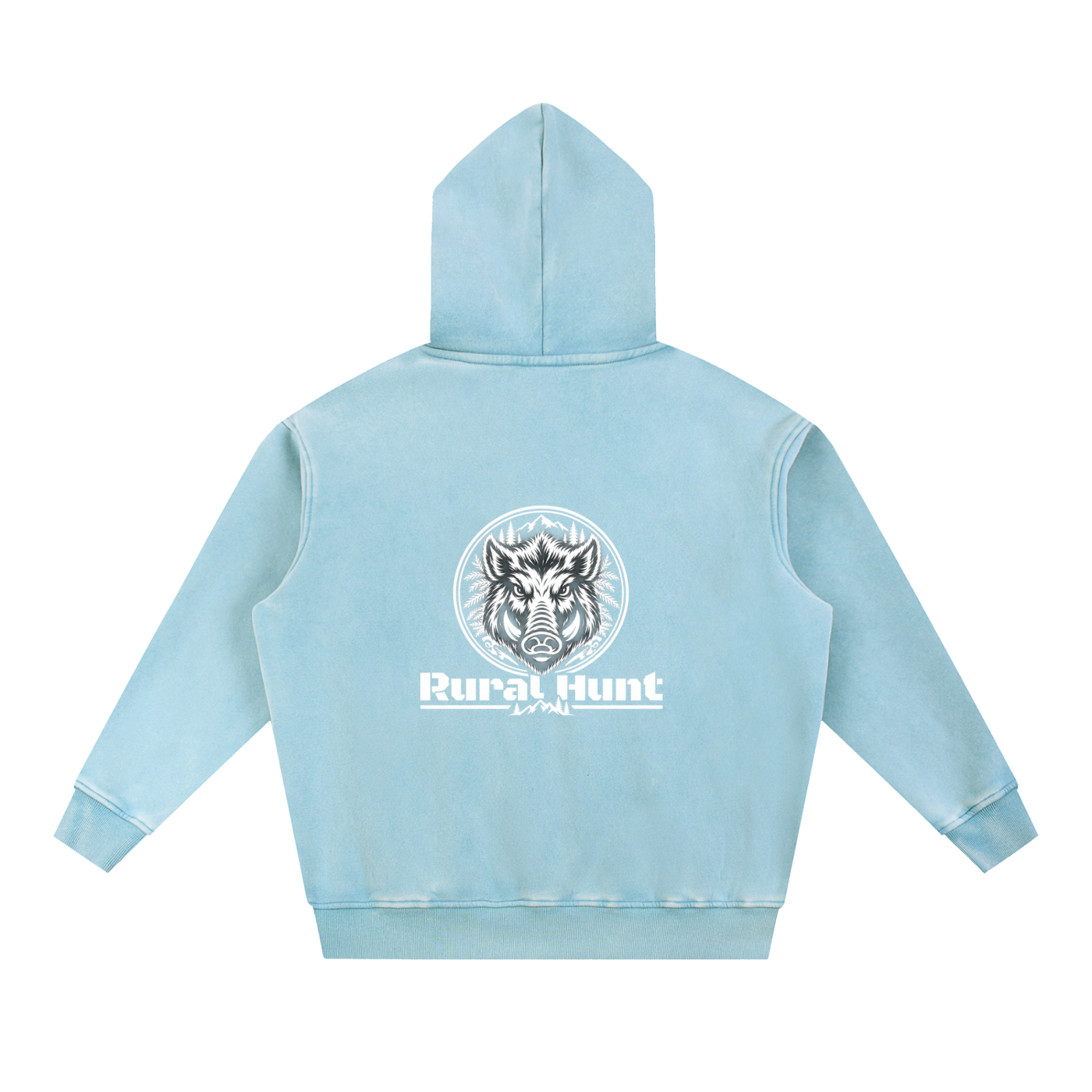 Unisex Rural Hunt Snow Wash Fleece Oversize Hoodie
