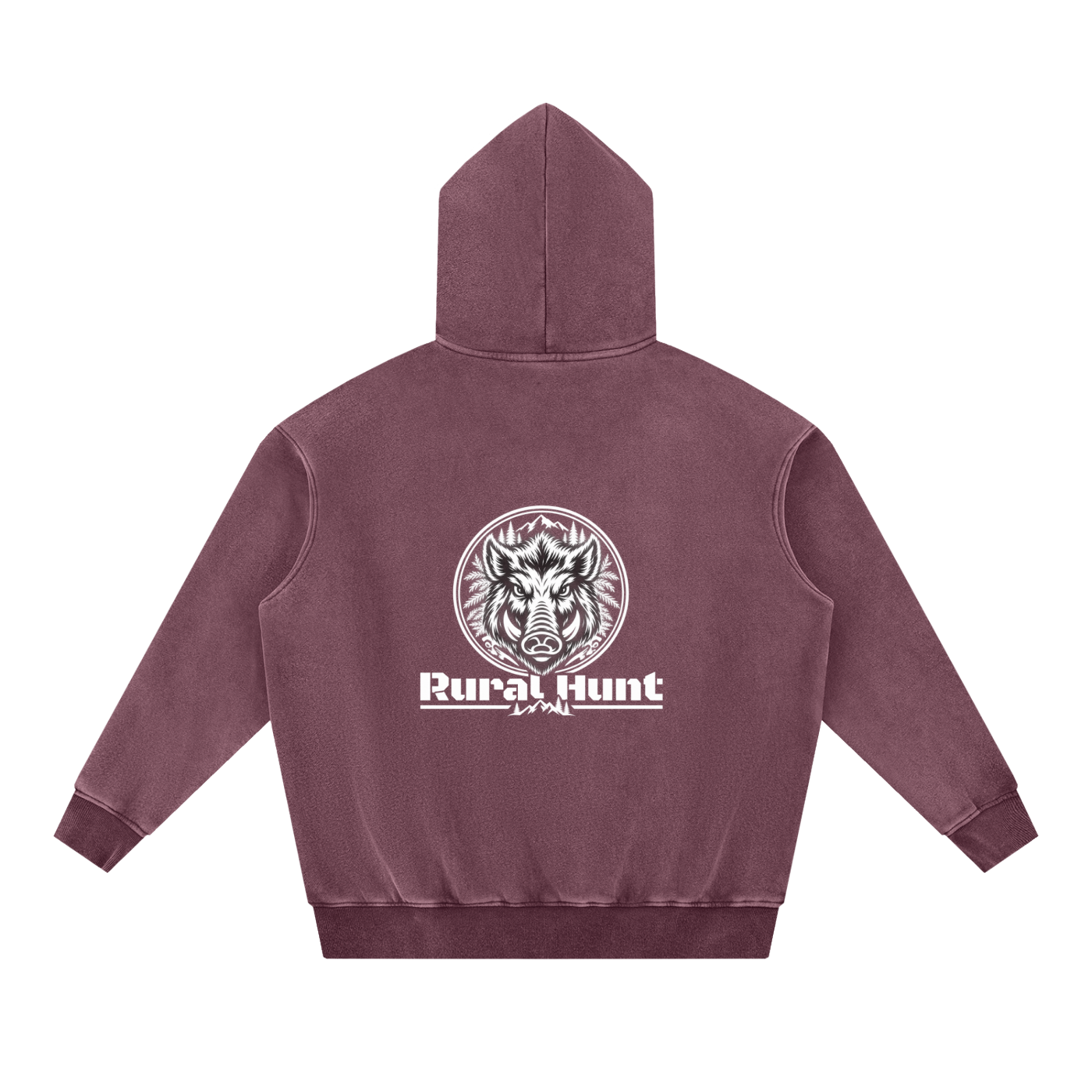 Unisex Rural Hunt Snow Wash Fleece Oversize Hoodie