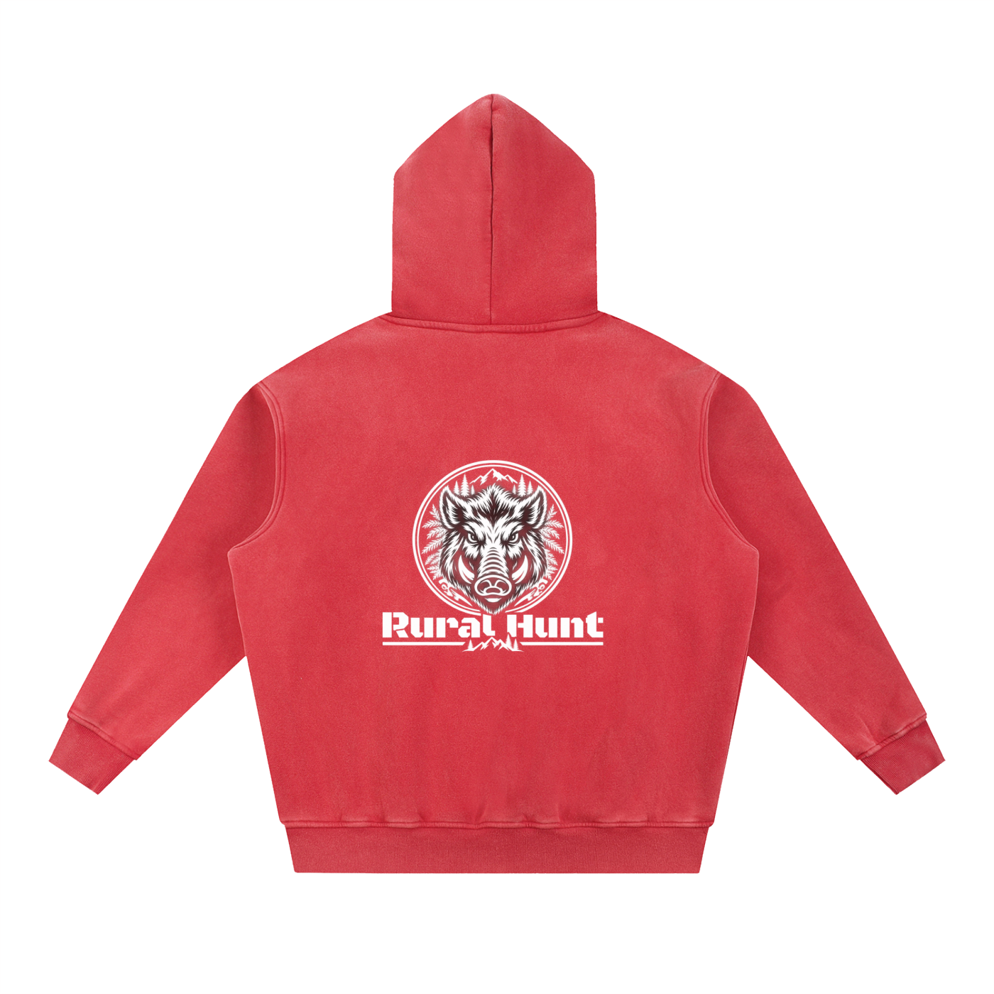 Unisex Rural Hunt Snow Wash Fleece Oversize Hoodie