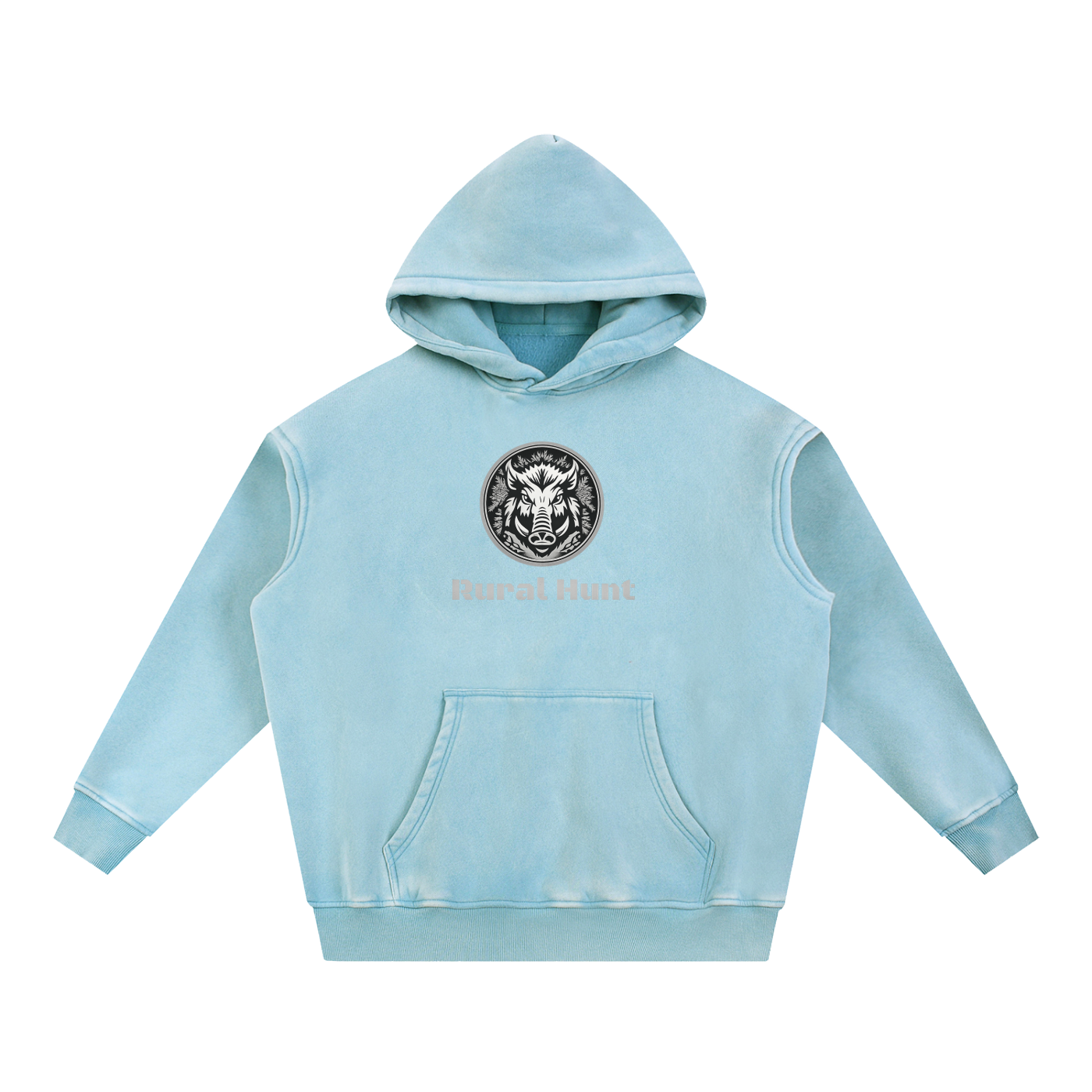Unisex Rural Hunt Snow Wash Fleece Oversize Hoodie