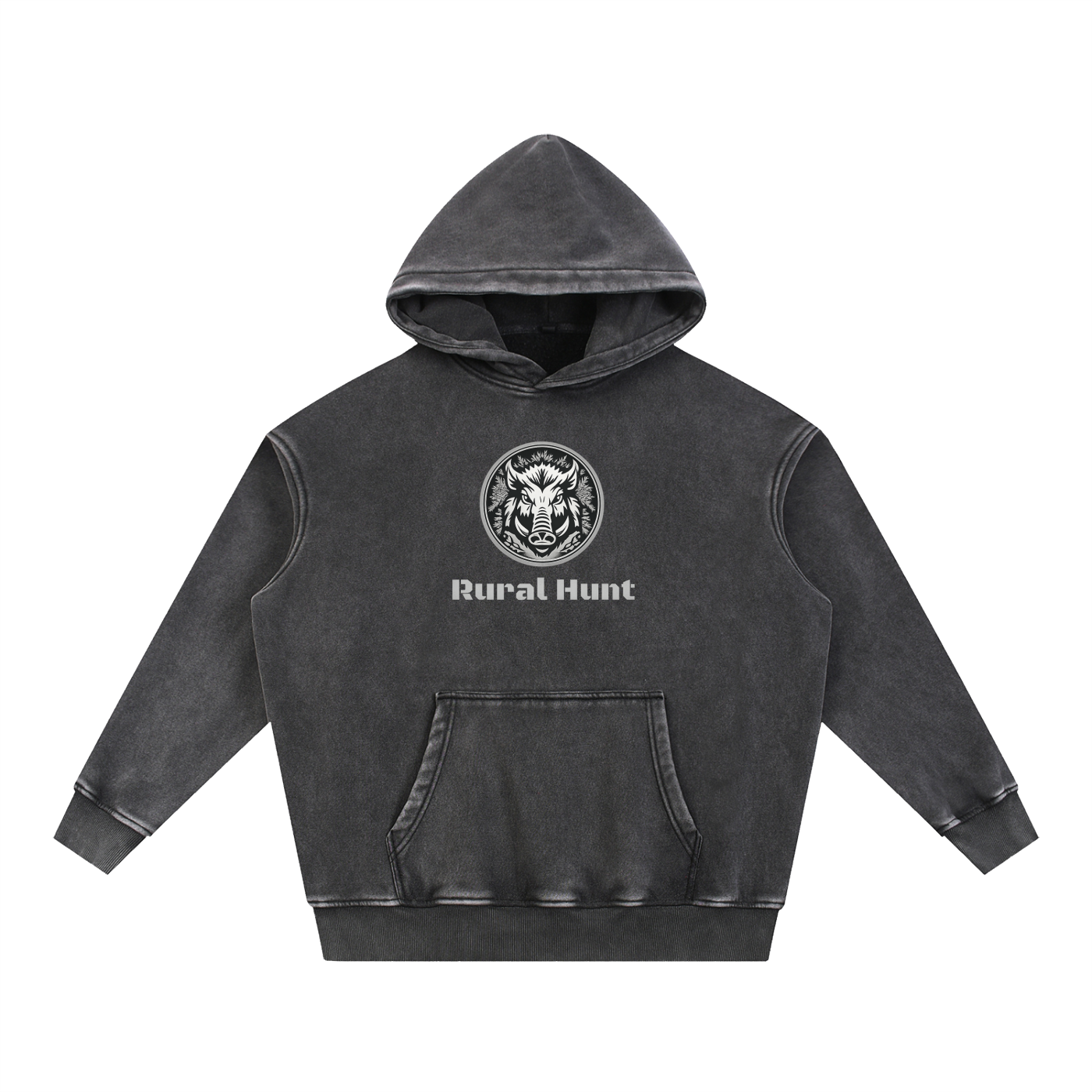 Unisex Rural Hunt Snow Wash Fleece Oversize Hoodie