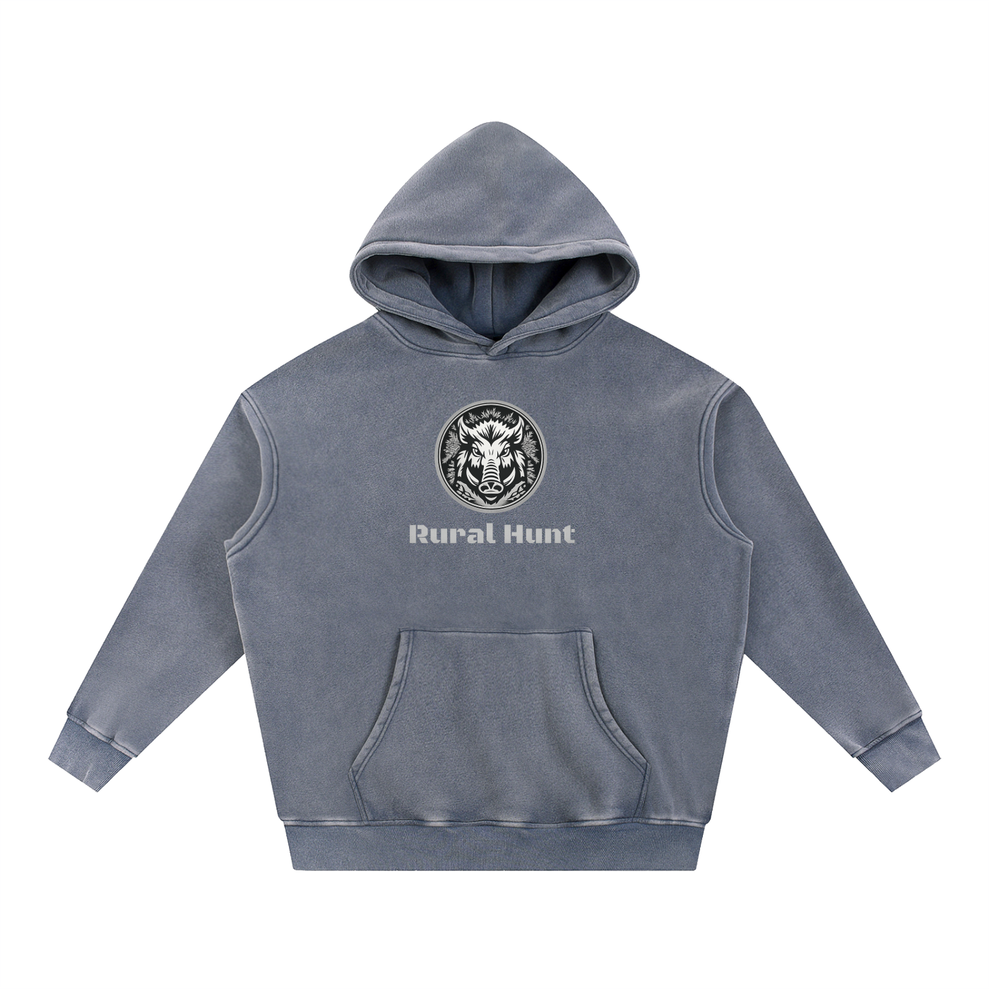 Unisex Rural Hunt Snow Wash Fleece Oversize Hoodie