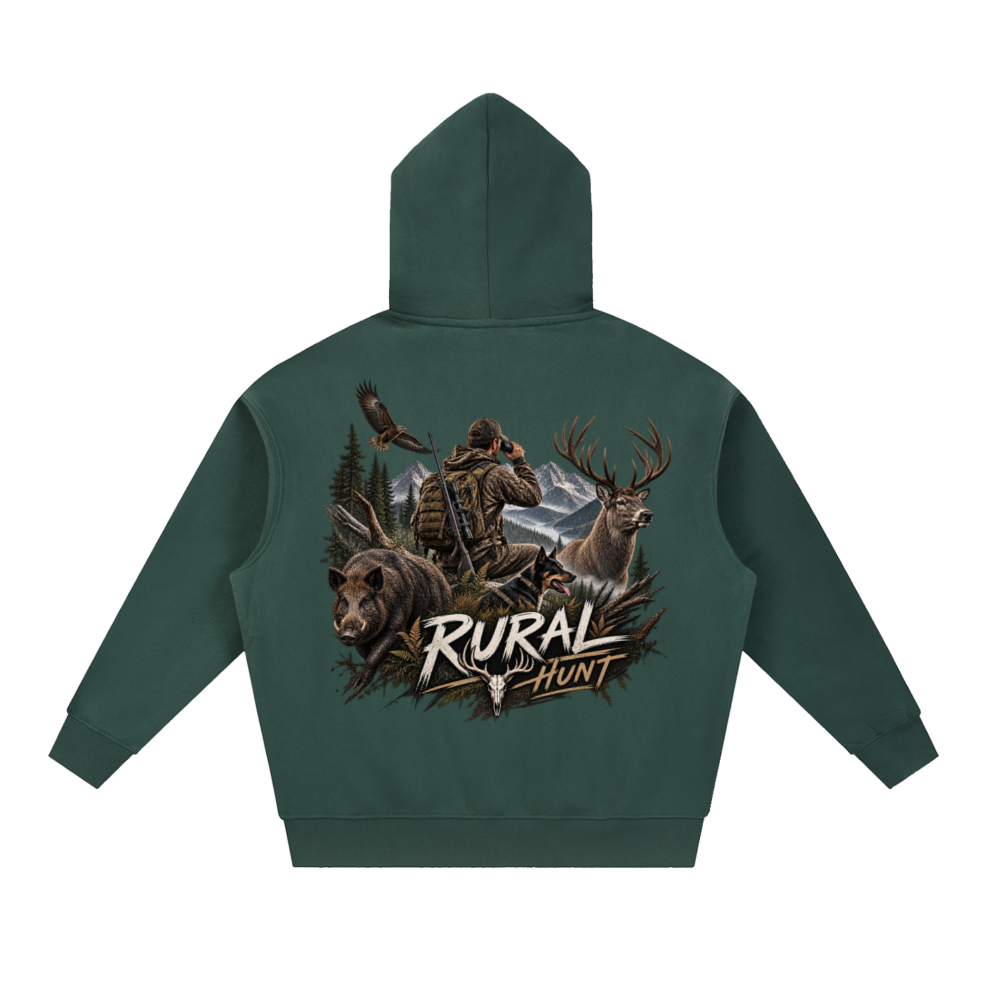 Rural Hunt Essential – Men’s Oversized Boxy Fit Fleece Hoodie