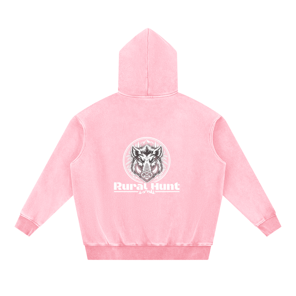 Unisex Rural Hunt Snow Wash Fleece Oversize Hoodie