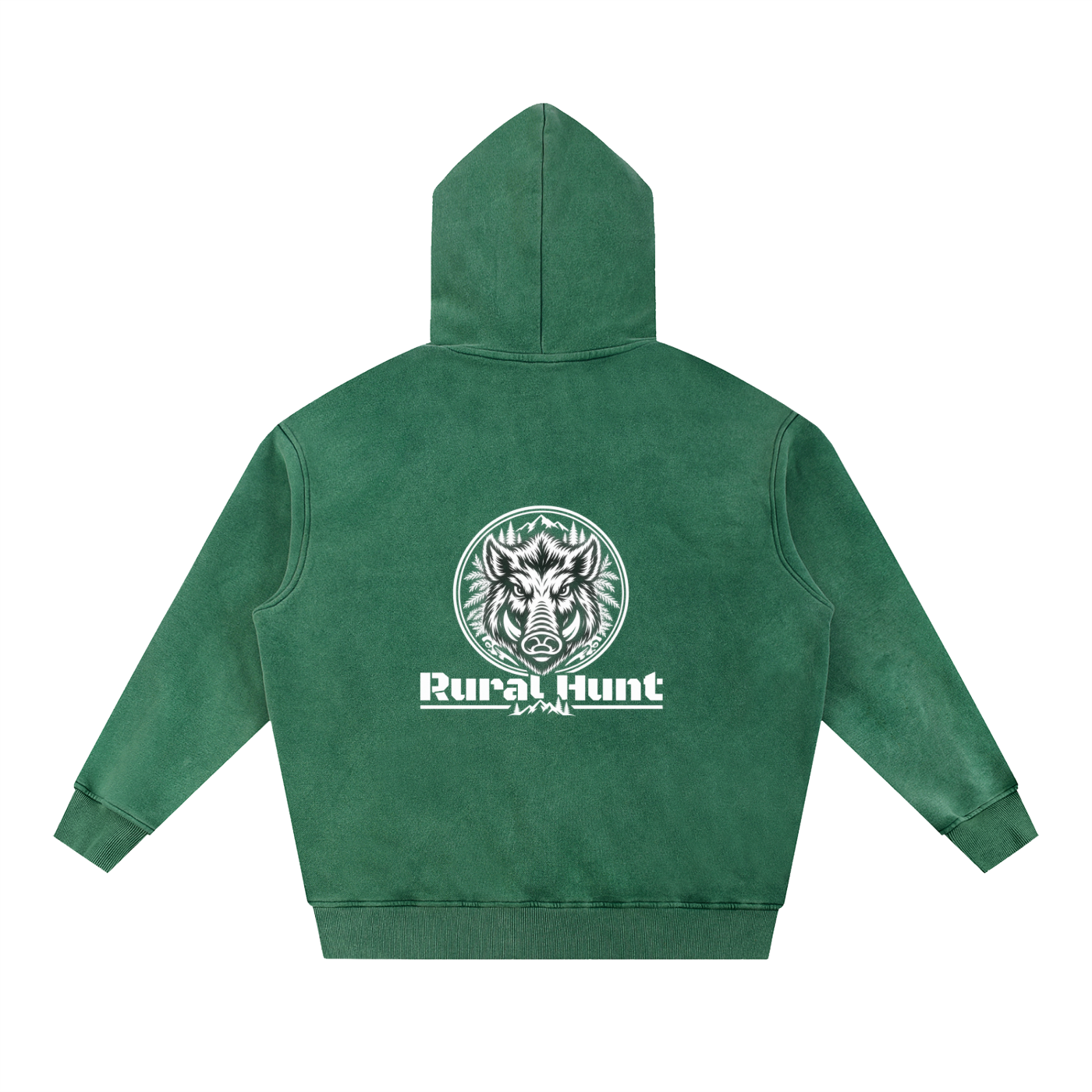 Unisex Rural Hunt Snow Wash Fleece Oversize Hoodie