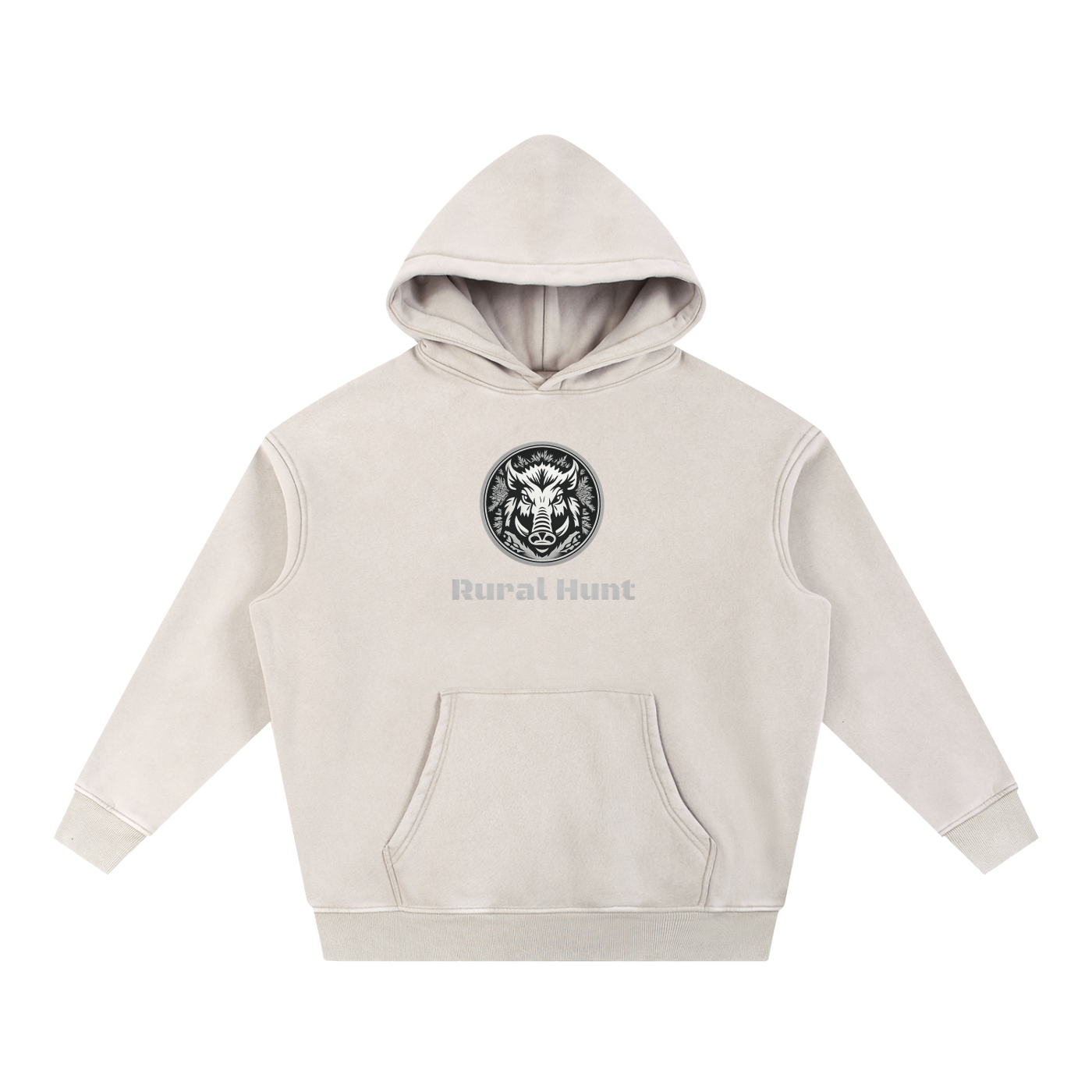 Unisex Rural Hunt Snow Wash Fleece Oversize Hoodie