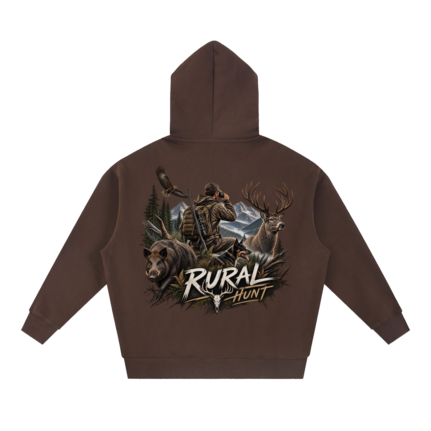 Rural Hunt Essential – Men’s Oversized Boxy Fit Fleece Hoodie