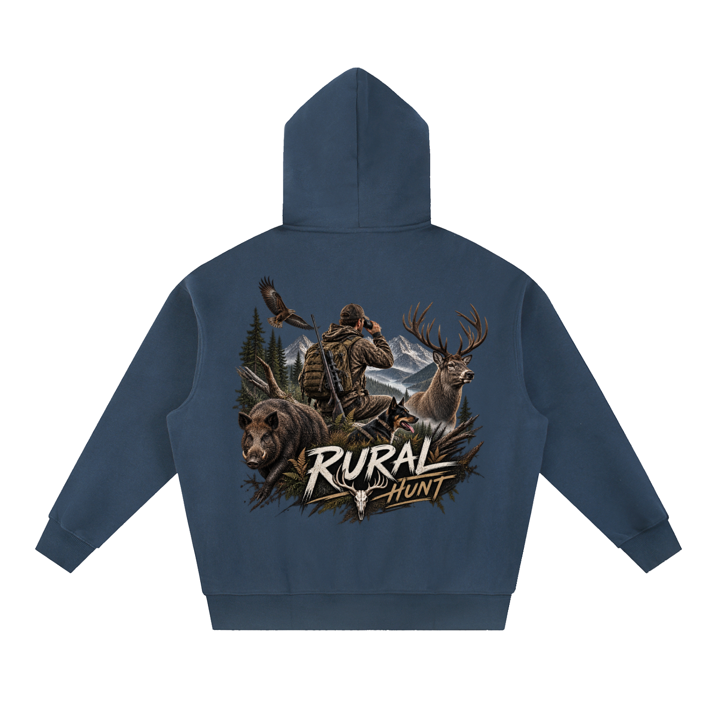 Rural Hunt Essential – Men’s Oversized Boxy Fit Fleece Hoodie